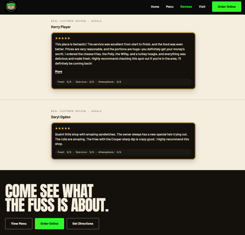 Knuckle Sandwich Deli desktop Google reviews and conversion actions