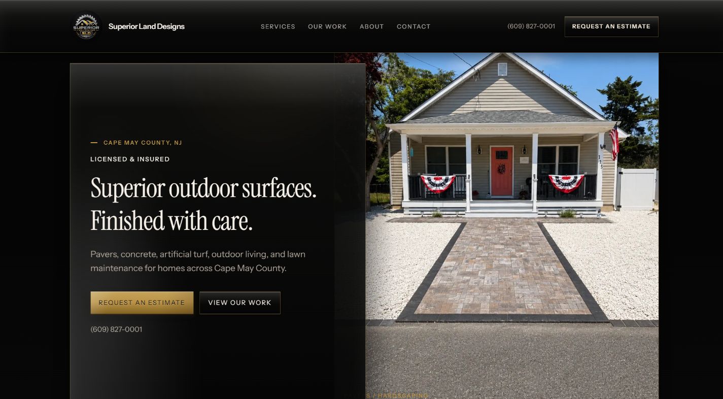 Superior Land Designs website preview